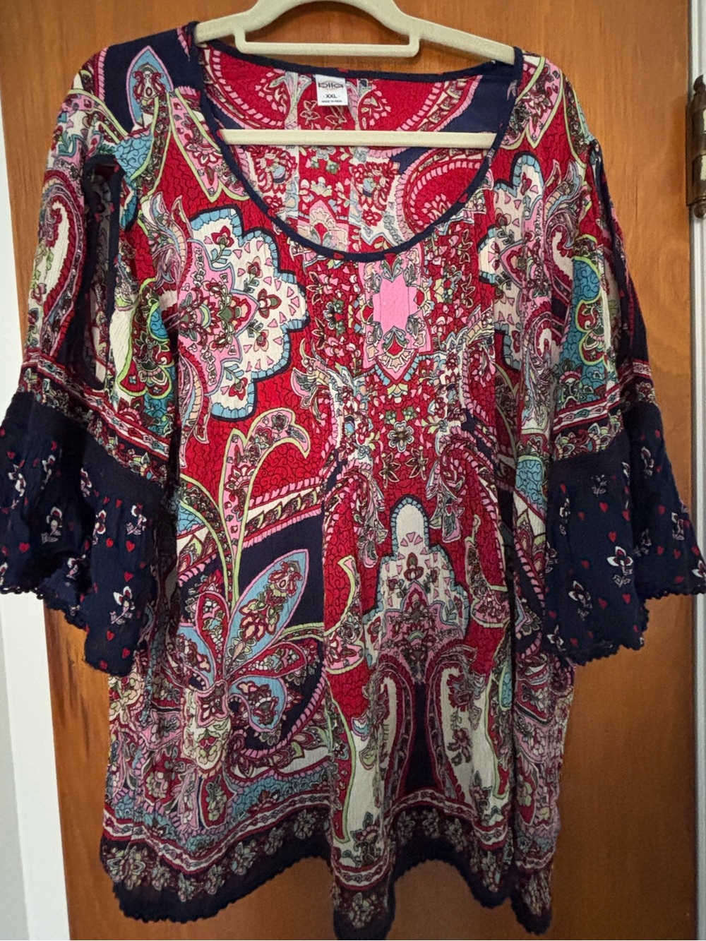 Bila Paisley Scoop-Neck Tunic in Red and Navy